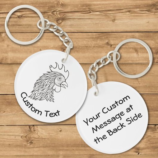 Rooster's Head Line Art Sleutelhanger