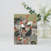 Roosters Hen Illustratie door Ito Jakuchu Briefkaart (Staand voorkant)
