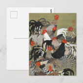 Roosters Hen Illustratie door Ito Jakuchu Briefkaart (Voorkant / Achterkant)
