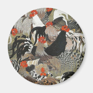 Roosters Hen Illustratie door Ito Jakuchu Magneet