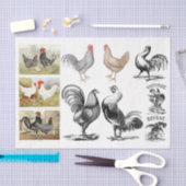  Roosters Hens Boerderij ontkoppelen Collage Tissuepapier (Craft)