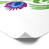 Roosters in Paars en Blauwgroen Poster (Hoek)