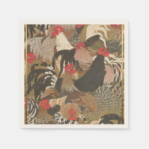 Roosters Japans schilderij Rooster 2017 Paper Servetten