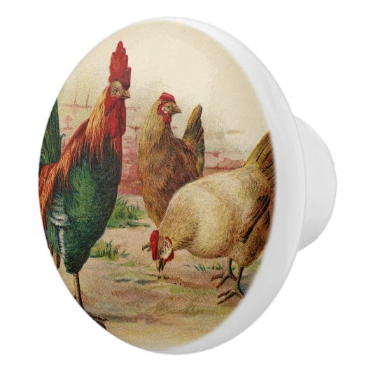  roosters keukendecor keramische knop (Rechts)