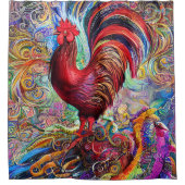 Rooster's kleurrijke creaties douchegordijn (Voorkant)