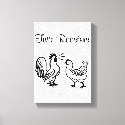 Roosters met opgerold Canvas afdrukken wit (Voorkant)