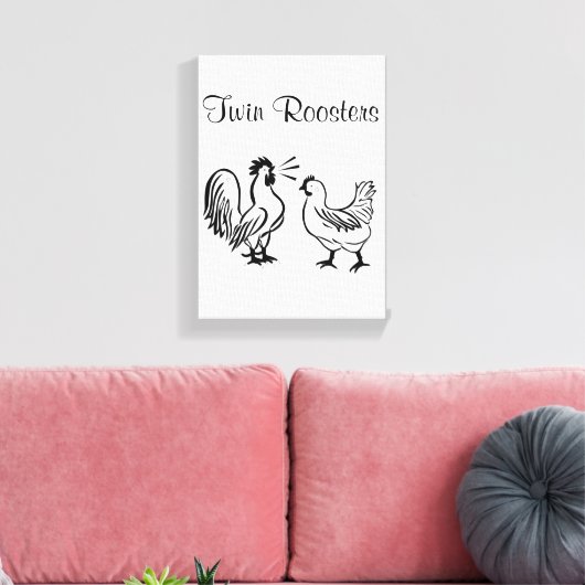 Roosters met opgerold Canvas afdrukken wit (Insitu (Woonkamer))