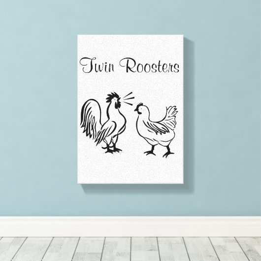 Roosters met opgerold Canvas afdrukken wit (Insitu (Houten vloer))