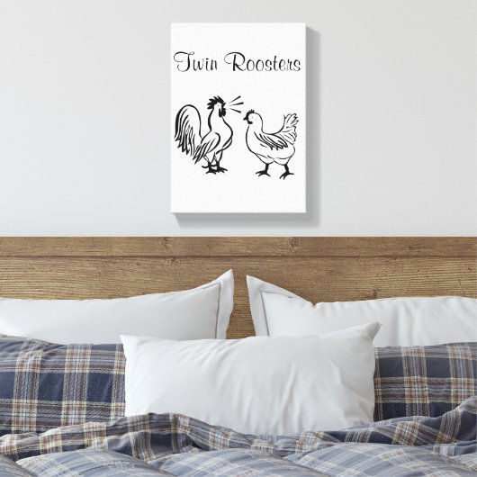 Roosters met opgerold Canvas afdrukken wit (Insitu (Slaapkamer))