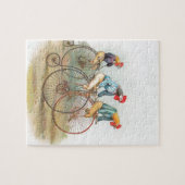  Roosters op fietsen Legpuzzel (Horizontaal)