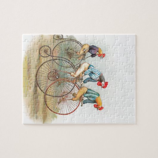  Roosters op fietsen Legpuzzel (Horizontaal)