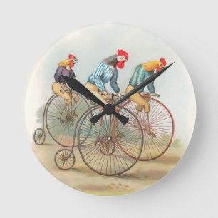 Roosters op fietsen Ronde Klok