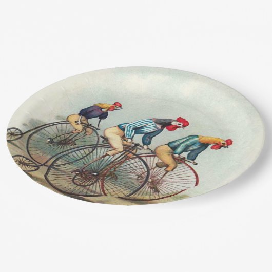 Roosters Ridend Tall Bikes Papieren Bordje (Gekanteld)