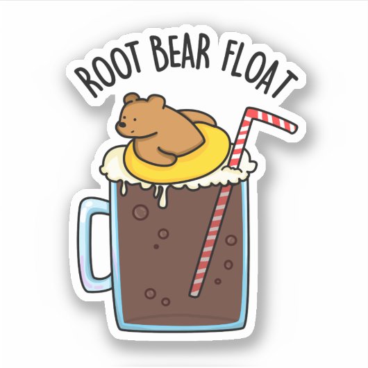Root Beer Float Funny Root Beer Pun Sticker (Voorkant)