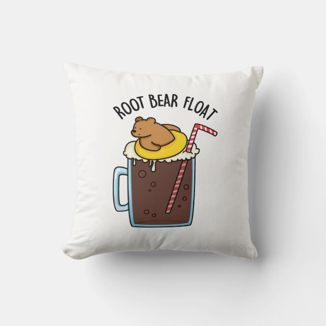 Root Beer Float Grappige Root Beer Woordgrap Kussen (Voorkant)