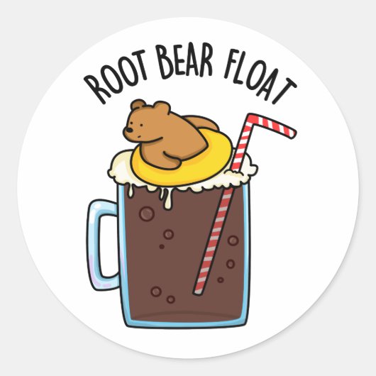Root Beer Float Grappige Root Beer Woordgrap Ronde Sticker (Voorkant)