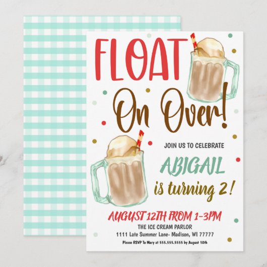 Root Beer Float Kids Verjaardagsfeest Kaart (Voorkant / Achterkant)