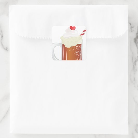Root Beer Float Vierkante Sticker (Tas)