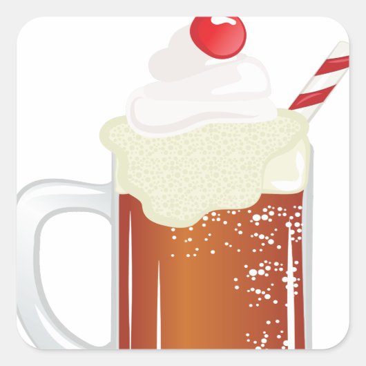Root Beer Float Vierkante Sticker (Voorkant)