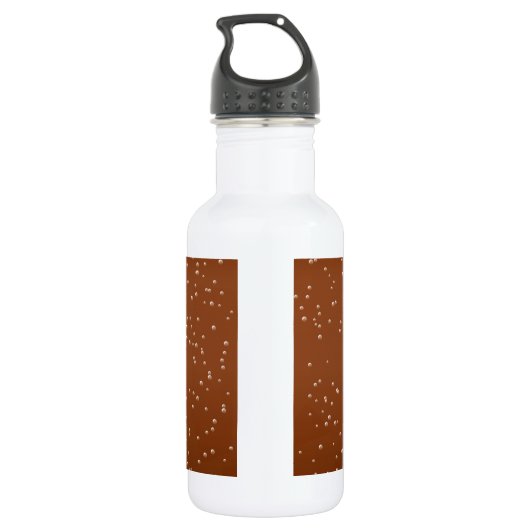 Root Beer met kleine belletjes Achtergrond Art Waterfles (Achterkant)