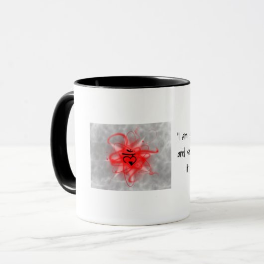 Root Chakra Koffie mok met affirmaties (Voorkant links)