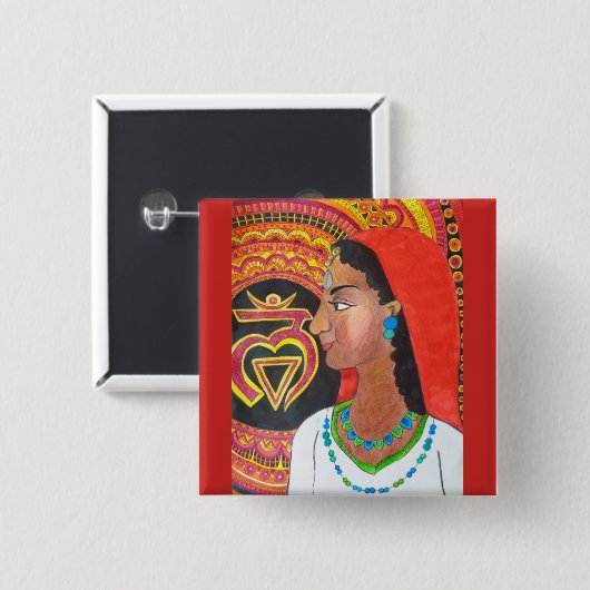 Root Chakra(Lam)Button Vierkante Button 5,1 Cm (Voorkant /achterkant)