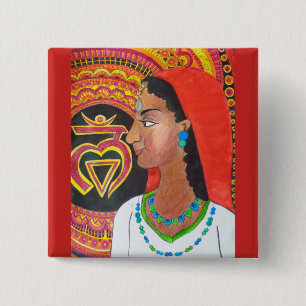 Root Chakra(Lam)Button Vierkante Button 5,1 Cm