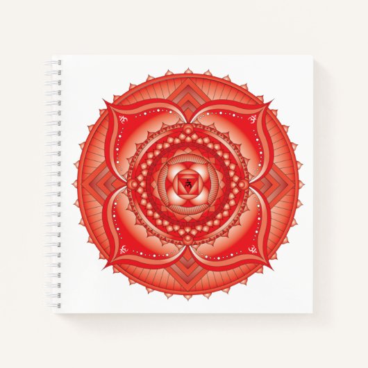Root Chakra Mandala Red Square Notitieboek (Voorkant)