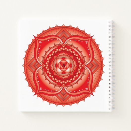 Root Chakra Mandala Red Square Notitieboek (Achterkant)