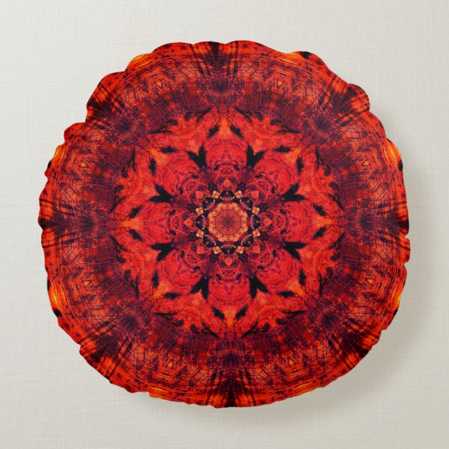 Root Chakra Mandala Rond Kussen (Voorkant)