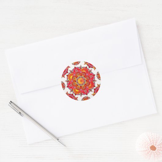 Root Chakra Mandala Ronde Sticker (Envelop)