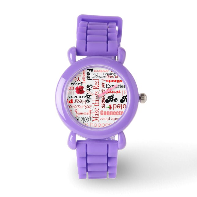 Root Chakra Positieve Bevestigingen Typografie Horloge (Voorkant)