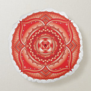 Root Chakra Red Mandala Round Pillow Rond Kussen