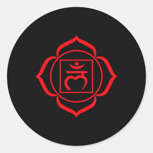 Root Chakra Symbool Rode Muladhara Yogi Yoga Ronde Sticker (Voorkant)