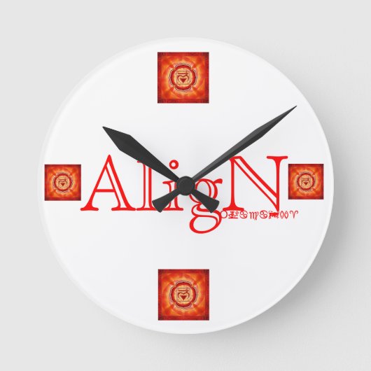 Root Chakra Wall Clock-by AligN Ronde Klok (Voorkant)