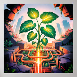 Root Circuit – Solarpunk Growth Art Poster