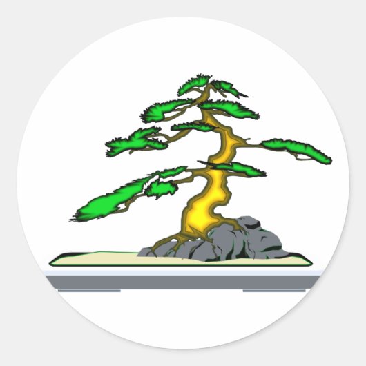Root Over Rock Bonsai Oud in Grijs Dienblad Ronde Sticker (Voorkant)