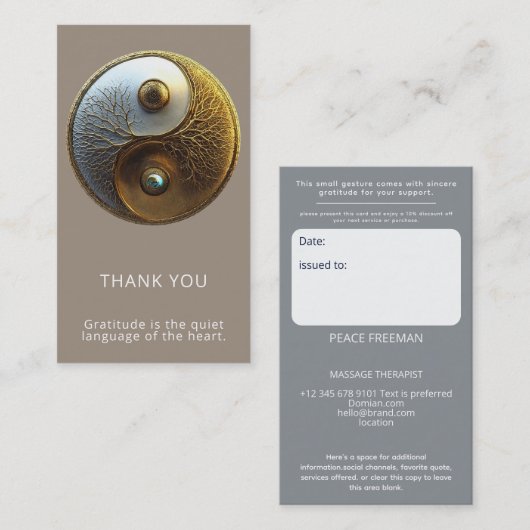Root van Harmonie | Yin Yang Design Visitekaartje (Voorkant / Achterkant)