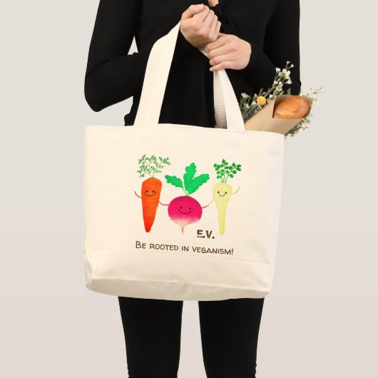 Root vegetables pun - Rooster in Veganism Grote Tote Bag (Voorkant (product))