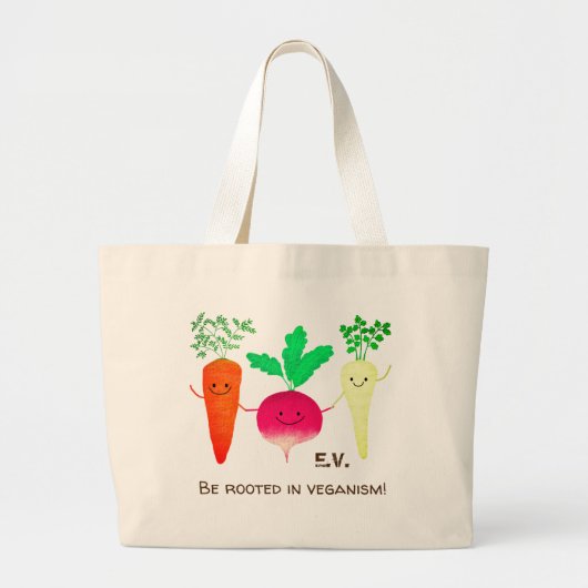 Root vegetables pun - Rooster in Veganism Grote Tote Bag (Voorkant)