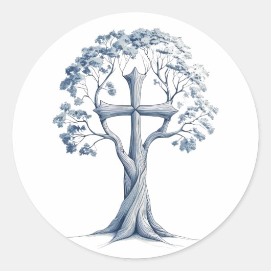 Rooted in Grace Cross Tree Sticker (Voorkant)