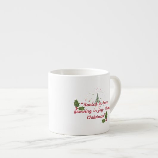 Rooted in Love, Growing in Joy—Botanical Christmas Espresso Kop (Voorkant rechts)