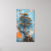 Rooted in Ruin: A Bonsai of Resilience Against Tim Canvas Afdruk (Voorkant)