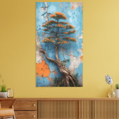 Rooted in Ruin: A Bonsai of Resilience Against Tim Canvas Afdruk (Insitu (Woonkamer))