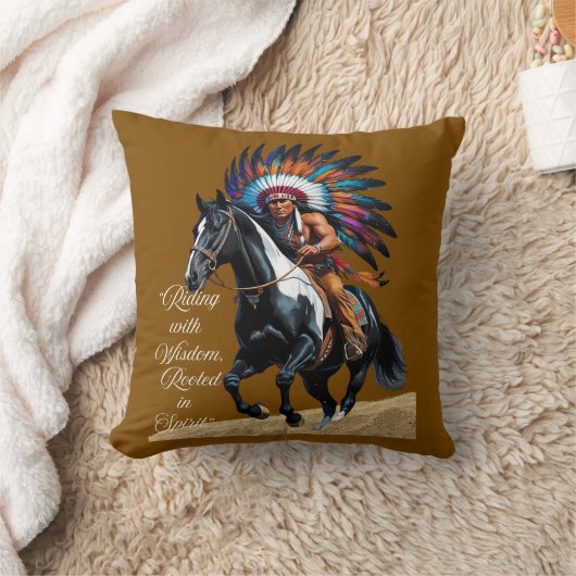 Rooted in Spirit – Native Rider Throw Pillow Kussen (Deken)