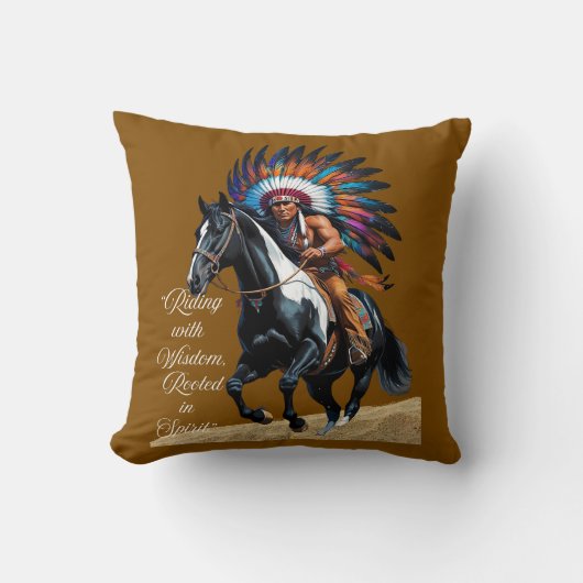 Rooted in Spirit – Native Rider Throw Pillow Kussen (Voorkant)