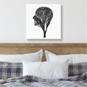 Rooted Mind – Human Profile Tree Silhouette Art Canvas Afdruk (Insitu (Slaapkamer))