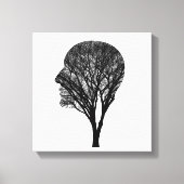 Rooted Mind – Human Profile Tree Silhouette Art Canvas Afdruk (Voorkant)