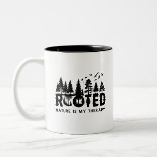 Rooted – Natuur is mijn therapieboom Silhouette Ar Tweekleurige Koffiemok