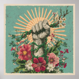 Rooted Resistance - Solarpunk Protest Poster